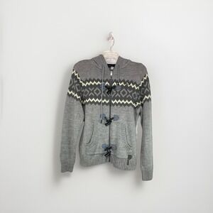 Rocawear R+ Gray Utility Cardigan Sweatshirt L Hook Closure, Zip Y2K Streetwear